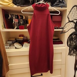 Tobi Halter Strapless Deep Red Bodycon Mini Dress
